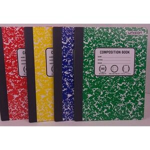 (4 Pack) Composition Notebook 80 Sheets 9-3/4"x7-1/2" College‎ Rule  Unison